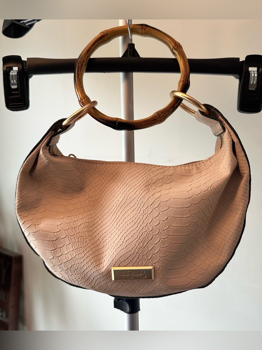 Jessica Simpson Beige Snake Embossed Hobo Zip Closure (misprint~see description)
